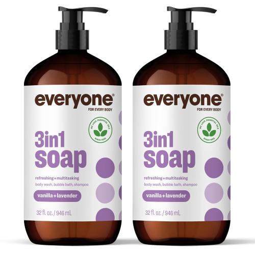 Everyone 3-in-1 Body Wash, Bubble Bath & Shampoo, Vanilla Lavender 2-Pack