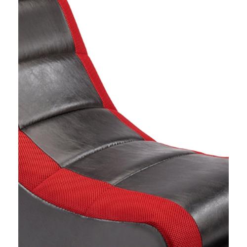The Crew Furniture Classic Video Rocker Floor Gaming Chair, for Kids and Teens, PU Faux Leather & Polyester Mesh, Black/Red