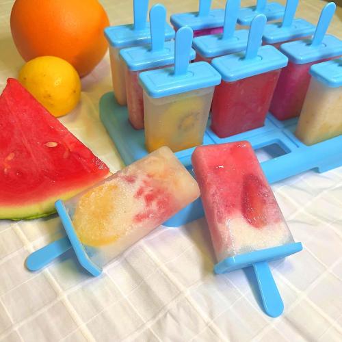 12 Cavities Popsicles Molds, Popsicle Molds with Built-in Popsicle Stick | Alinana Without BPA DIY Popsicle Molds with Cleaning Brush and Funnel
