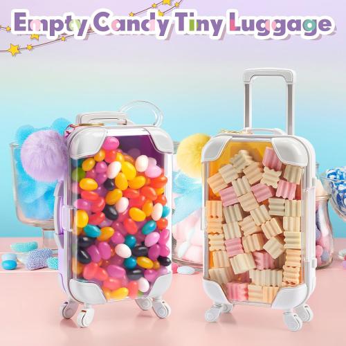 LemonRoad 30 Pcs Mini Suitcase Empty Storage Box and Plush Ball Keychain Candy Luggage Containers Packaging Case for Galentine Bridal Shower Baby Shower Party Favors Travel Gifts (Multicolor)