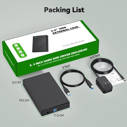 3.5 Hard Drive Enclosure, USB 3.0 Internal/External Hard Drive Case