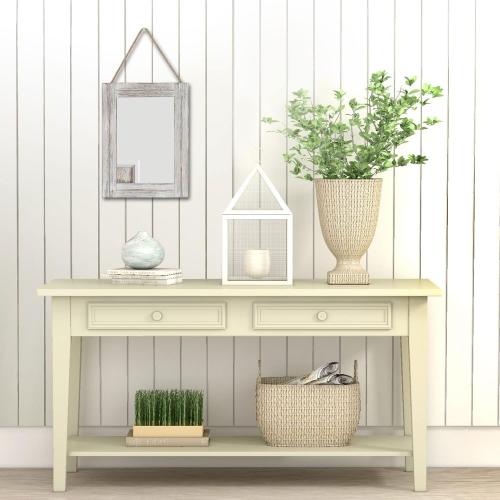 16 X 12 Inch Rustic Wood Framed Wall Mirror with Hanging Rope for Farmhouse Decor, for Entryway, Bedroom, Bathroom, Dresser, Wash White