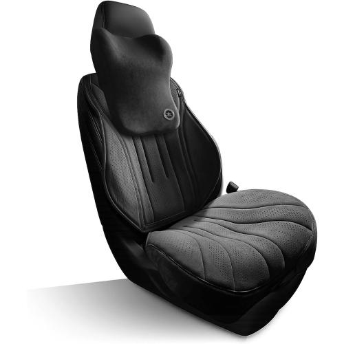 Car Seat Cushion with Back & Neck Support, Breathable Perforated Suede Seat Cushion for Drivers, Non-Slip Ergonomic Design for Long Drives, Daily Commute & Travel