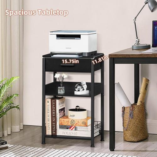 Lerliuo Printer Stand with Storage, 3-Tier Printer Table,Black