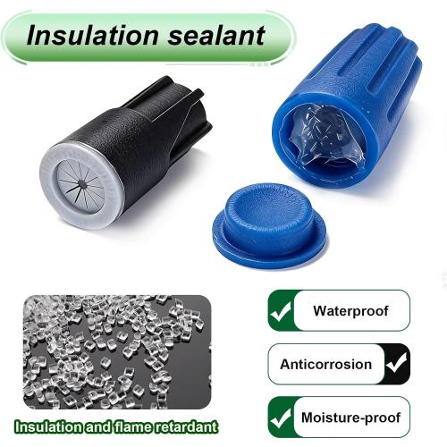 30PCS Waterproof Wire Nuts 12AWG-22AWG Blue Electrical Connectors,Outdoor Wire Connectors,Silicone Wire Nuts,Installation in Wet Places‼️5 missing pieces‼️