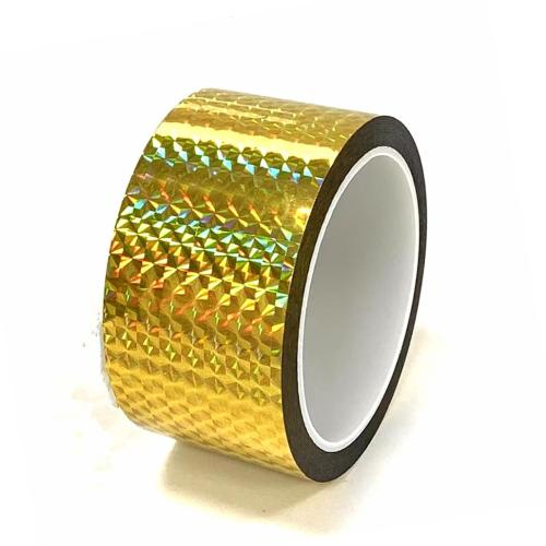 Self-Adhesive Holographic Reflective Tape Prism Tape Holographic Reflective Tape for Keep Birds Away, Craft Projects, DIY Art, Home, Daily Use (Gold, 2 Inch x 55 Yard)