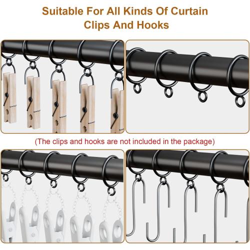 50 Packs Black Metal Curtain Rings with Eyelets, 1 inch Inner Diameter Drapery Rings Apply for Curtain Rods(Fits Up to 3/4-Inch Rod)
