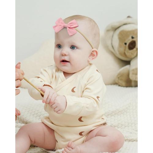 jollybows 20pcs Baby Girls Nylon Hair Bows Headbands Linen Hair Bands