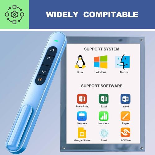 QUI Presentation Clicker with Volume Control, Wireless Presenter Remote