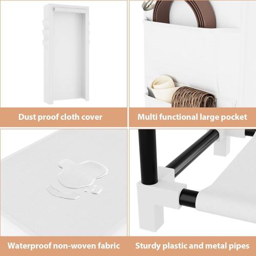 VTRIN Vertical Narrow Shoe Rack Organizer Tall Shoe Rack for Closet Entryway 10 Tier Non-Woven Cover Shoe Shelf Holds 36-41 Pairs Free Standing Shoe Storage Cabinet with Dustproof Cover, White