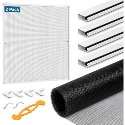 Augblinds DIY Aluminum Window Screen Frame Kit, 2 Sets, 46 in, White