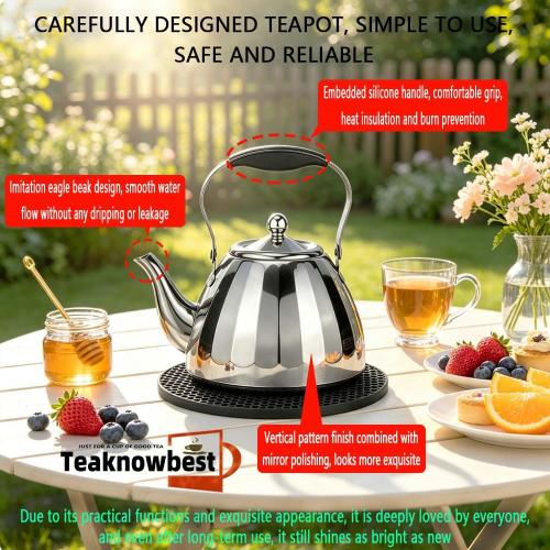 60.8oz/1800ml Tea pot, Stainless Steel Teapot With Removable Infuser
