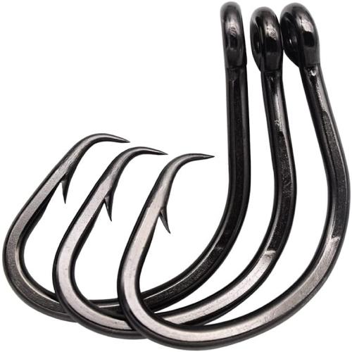 Saltwater Heavy Duty Live Bait Hook,Size 1-16/0# Big Game Hook,Shark Fishing Hooks-Black Nickle Coating