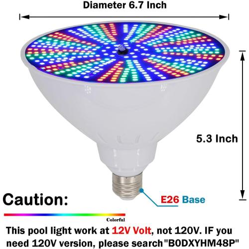 12V 50W LED Color Changing Pool Lights for Inground Pool, Swimming Pool Light Bulb with Remote,