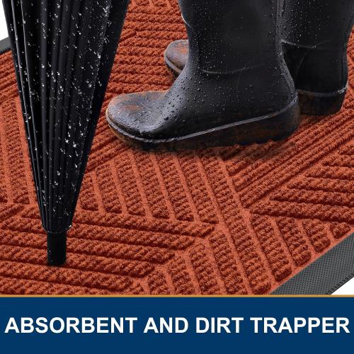 Smiry Front Door Mat Outside Entrance, Low Profile Rubber Doormat, 29.5x17