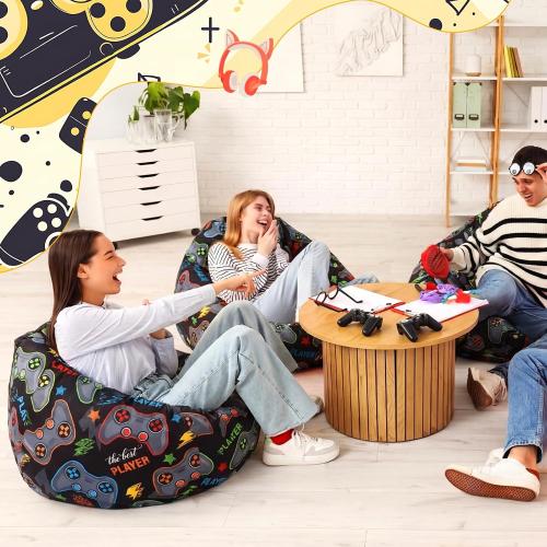 Novabright Stuffed Player Storage Bean Bag Chair Cover for Teens (No Filler)2.3 Feet Plush Soft Bean Bag Game Themed Sofa Organizer with Double Stitched Zipper Washable Kids Room Decoration