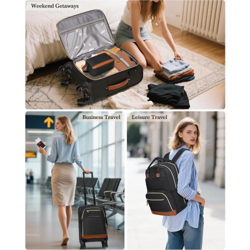 RAINSMORE Carry On Luggage with wheels, Softside Suitcases Set 3 Piece