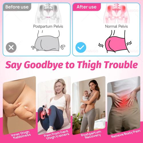 Thigh Trainer with Inflatable Resistance Ball, Adjustable 120 LB Inner & Outer Thigh Exerciser, Kegel Pelvic Floor & Hip Trainer for Women, Home Leg Equipment Compact Resistance Bands Fitness