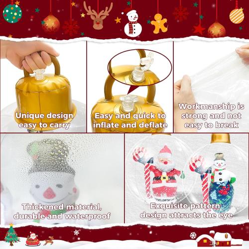 Inflatable Christmas Snowman Ball, 24 Inch Large Inflatable Outdoor Decorations Balls, Christmas Xmas Blow Up Ball for Yard (2-red&Green)
