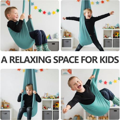 COLOR LIGHT BLUE ❗❗Sensory Swing for Kids & Adults - Holds 300lbs, Indoor Outdoor Sensory Swing for Hug Like Calming Effect