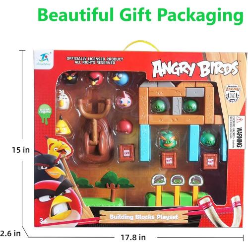 ROLOSO Angry Birds Toys Playsets Build N’ Launch Construction Brick Assembly Building Blocks Sets Pig City Strike 2 Takedown Space Planet Game Catapult Slingshot Gift Box
