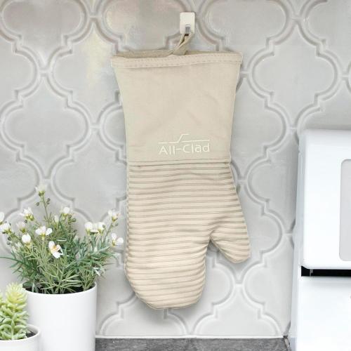 All-Clad Silicone Oven Mitts: Heat Resistant up to 500 Degrees - 100% Cotton & Silicone, 14x7 Oven Mitt for Kitchen and Barbeque, 2-Pack, Almond