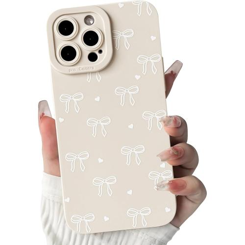 NITITOP Compatible for iPhone 12 Pro Max Case Cute Bow Knot - White