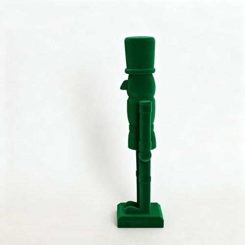15 Inch Green Velvet Nutcracker Soldier Figurine - Luxury Wooden Christmas Mantel Decor – Emerald Holiday Centerpiece Statue (FLK-Green, 38cm)