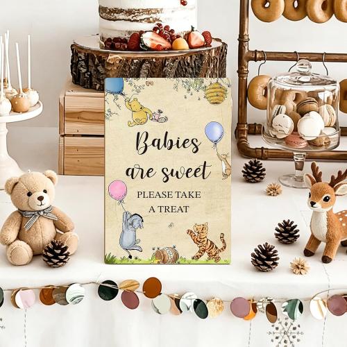 Pooh Bear Baby Shower Decorations, Wooden Winnie Bear Baby Shower Sign