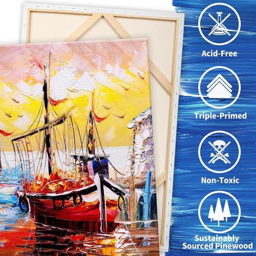 FIXSMITH Stretched Canvas for Painting 24x36 Inch, 2 Pack,Primed Large Canvas,100% Cotton,5/8 Inch Profile of Super Value Pack for Acrylics,Oils & Other Painting Media