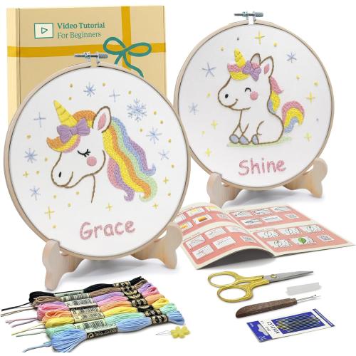 Bradove Unicorns Embroidery Kit for Beginners with Patterns
