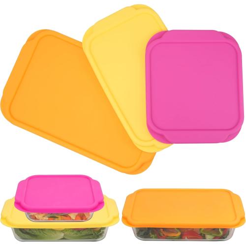 Silicone Lids for Pyrex 222丨232丨233丨222-D丨232-D丨233-D Glass Baking Dish, 3 Pack Silicone Lids for Pyrex Glass Baking Dish, Dishwasher & Freezer & Microwave Safe (Baking Dish Not included)