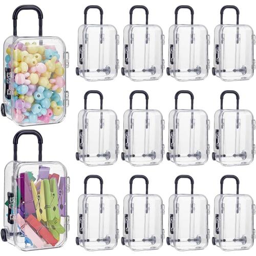 16PCS Mini Suitcase Party Favor Gift Box 2x1.4 x4 Inch Mini Luggage Storage Box Plastic Empty Candy Storage Case Tiny Travel Suitcase Small Suitcases Containers Party Supplies
