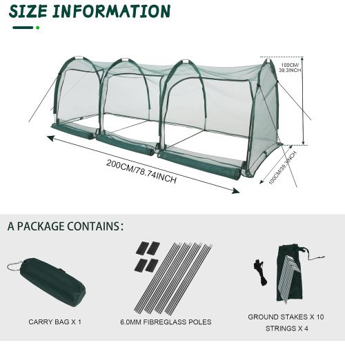 Flexible Net Grow Tunnel - Garden Greenhouse Plant Mesh Covers Growhouse Cloche for Protecting Fruit Vegetables Plants Cultivation from Animals (3M)