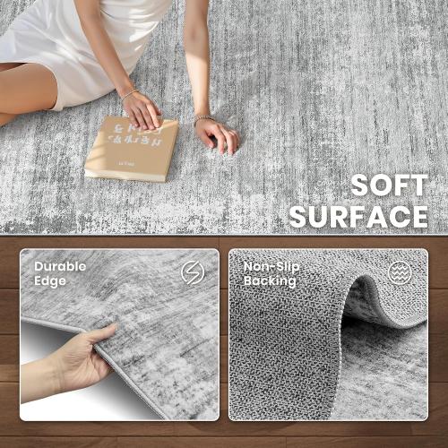 zesthome 5x7 Area Rugs, Modern Abstract Washable Rug for Living Room Grey