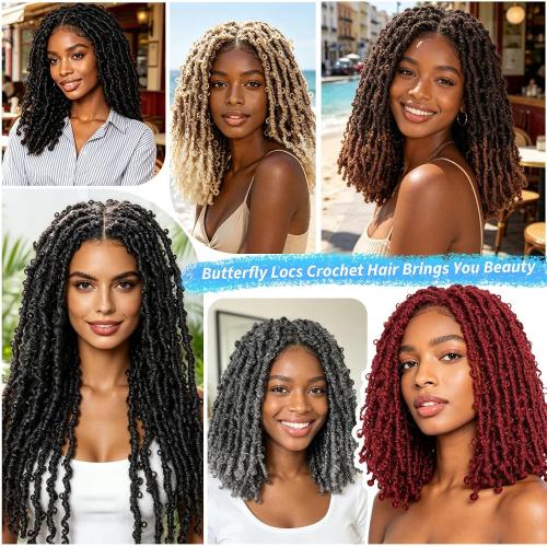 Superlight Butterfly Locs Crochet Hair 12 Inch 6 Packs Color Natural Black