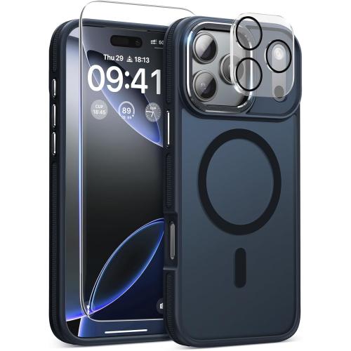 Magnetic 3 in 1 for iPhone 17 Pro Case, [Omni-Directional Protection] with 1x Screen Protector   1x Camera Cover, [Seamless Work with Magsafe] Shockproof Slim Thin Matte Case for iPhone 17 Pro Black