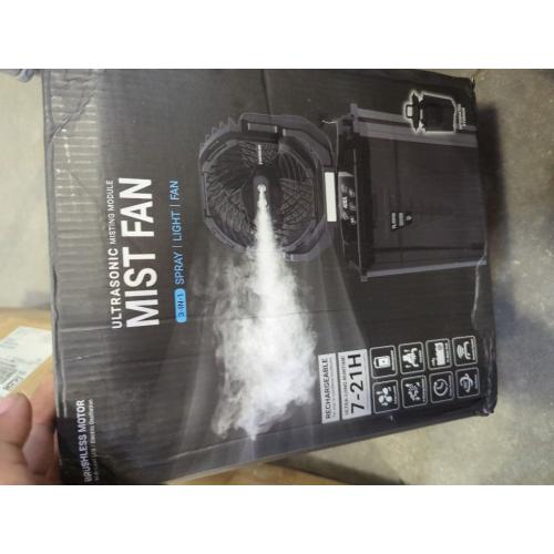 Misting fan with 7L bucket 90°Oscillating ,4 Spray Mister 25000mAh Rechargeable Camping fan with Remote Control Stepless Speed and Timer for Patios/Camping，Waterproof Design Outdoor Fans (Black)