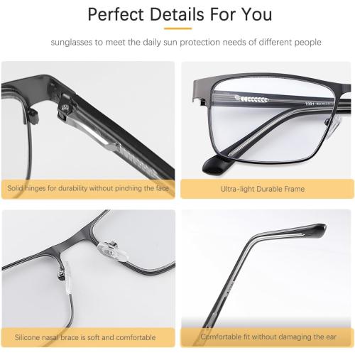 MIRYEA Photochromic Nearsighted Distance Glasses Transition Sunglasses For Men Women Retro Myopia Glasses Lightweight Negative Power Short Sighted Black Full Frame Eyewear Anit Glare UV400 Protection