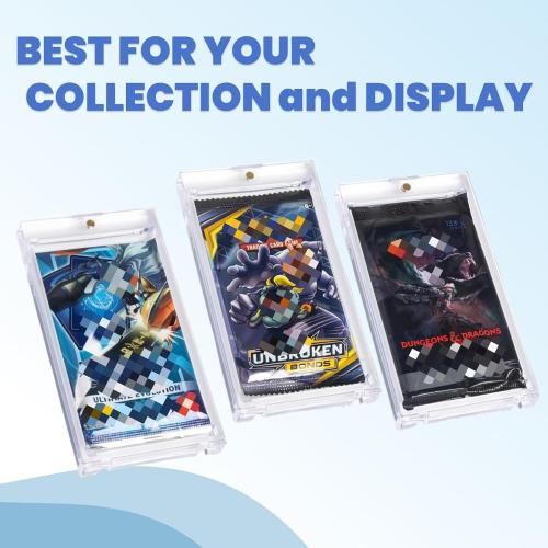 4 PCS Acrylic Booster Pack Protector-One Touch Booster Pack Magnetic Holder - UV Protection Clear Cases-Clear Hard Shell for Standard Size Trading Card Packs