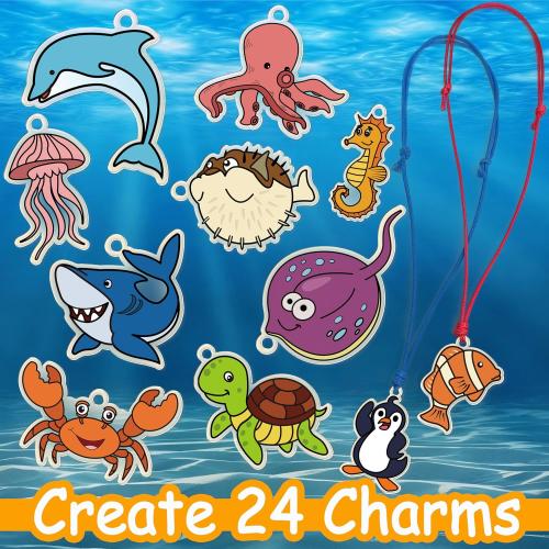 75PCS Shrinky Dinks Kit for Kids - Shrink Art with Shrinky Dink Sheets, 24 Pre-Cut Charms & Learning Cards | DIY Crafts, Christmas Ornaments & Keychains | No-Mess Activity for Boys & Girls Age 6