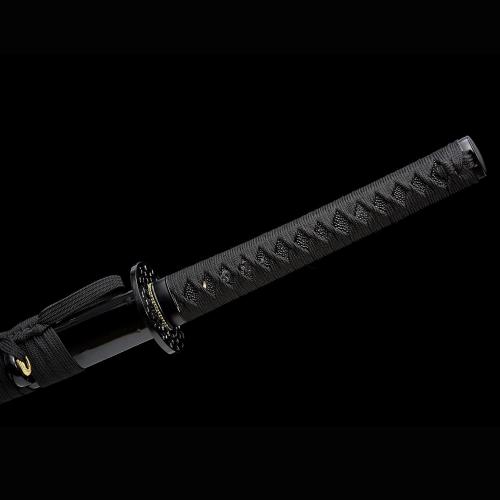 Yu Qin Sword, Pure Handmade Samurai Sword, 9260 Spring Steel, 41.31.21 inches, Full Tang Sword Set, Sharp, Black Katana
