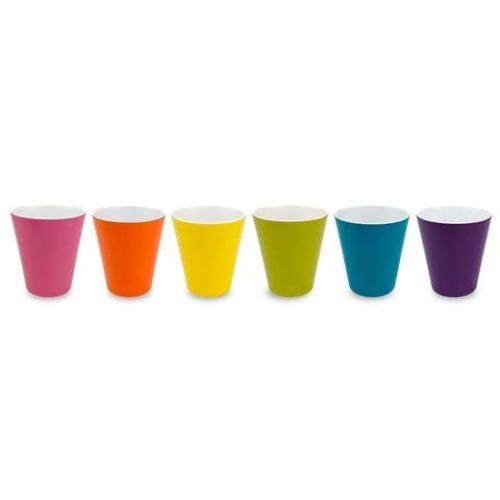 French Bull Melamine 16oz Tumblers - Colorful Assorted Set of 6, Stackable, Dishwasher Safe, BPA-free, Dringking Cups