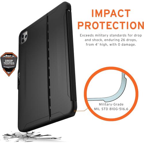 URBAN ARMOR GEAR UAG iPad Pro 12.9-inch (4th Gen, 2020) Case Slim Heavy-Duty Tough Military Drop Tested Rugged Protective Cover with Apple Pencil Holder (Requires Smart Keyboard Folio), Scout Black