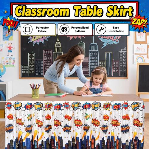 1 Pack Hero Desk Skirt for Teacher Desk Classroom, 29 in X 9 ft