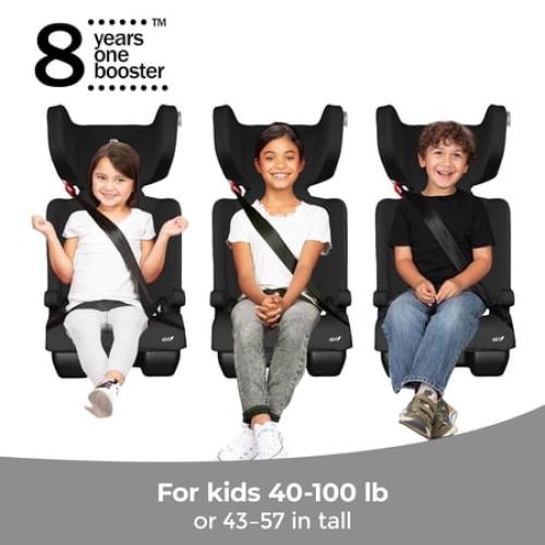Diono Airi Travel High Back Booster Car Seat, Foldable Travel Booster Seat, Slim Fit 3 Across, Side Impact Protection, For Kids 40-100 lbs & 43-57 in, Black