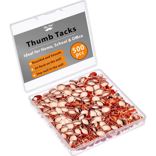 Mr. Pen- Thumb Tack, 500 Pack, Rose Gold, Flat Push Pins Bulk