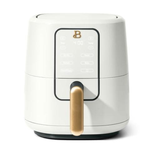 (BLACK WITH FLOWERS) Beautiful 3 Qt Air Fryer with TurboCrisp Technology, EverGood Ceramic Nonstick Coating, Drew Barrymore