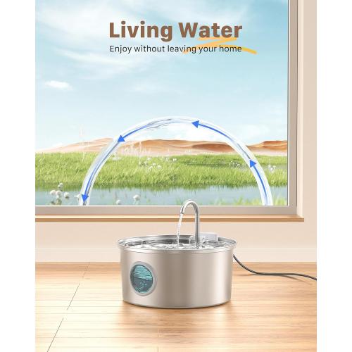 Cat Fountains for Drinking Stainless Steel: 108oz/3.2L Cat Water Fountain