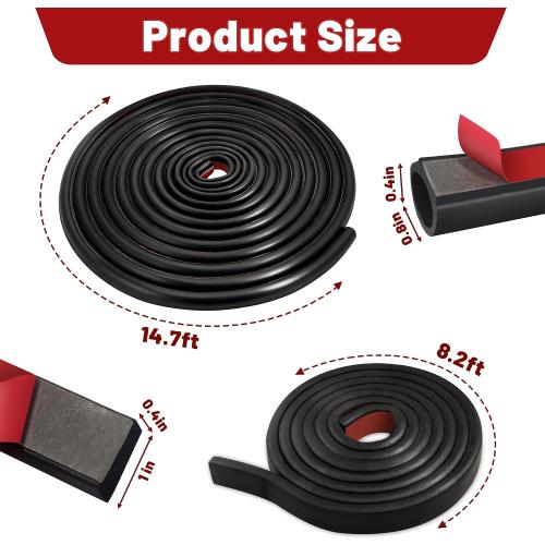 2 Pack Toolbox Weather Seal Gasket  D-shaped Seal Strip Solid Square SealStrip Self Adhesive EPDM Rubber for Most Truck Pickup Trailer Toolboxes